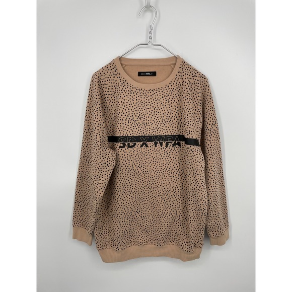SD x WFA White Fox Sweatshirt Small Brown Spotted Crewneck - Picture 1 of 7